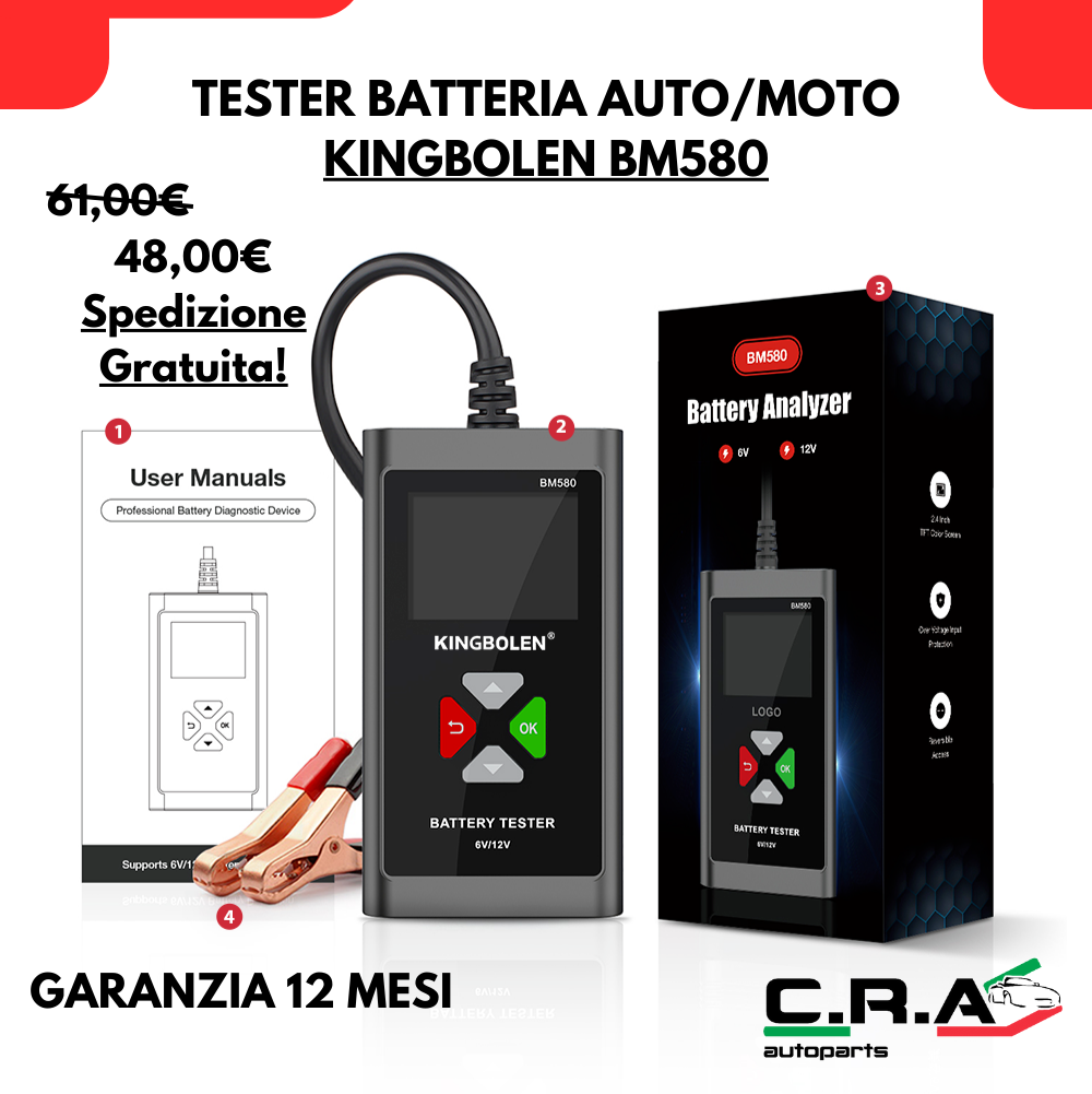 TESTER BATTERIA AUTO/MOTO KINGBOLEN BM580 